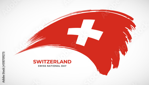Hand drawing brush stroke flag of Switzerland with painting effect vector illustration