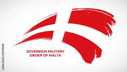 Hand drawing brush stroke flag of Sovereign Military Order of Malta with painting effect vector illustration