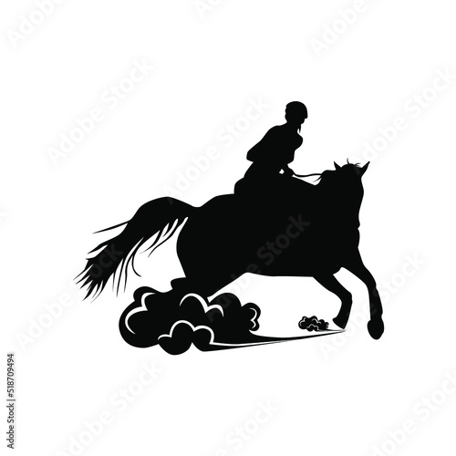 Woman Riding Horse Silhouette. Isolated Vector Illustration