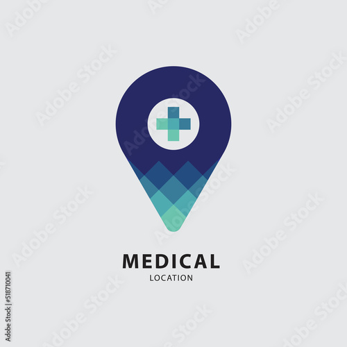 Medical Location Creative Medical Clinic and Healthcare Concept Logo Design Template