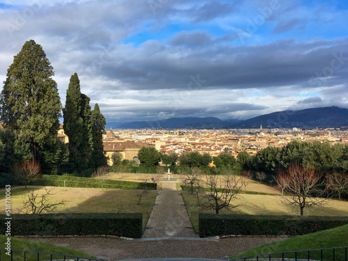 View of a park and the city of Florence