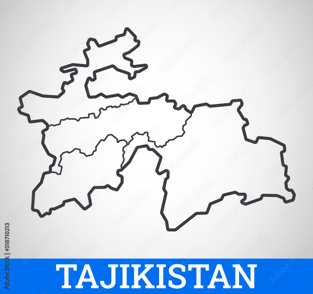Simple outline map of Tajikistan. Vector graphic illustration.	
