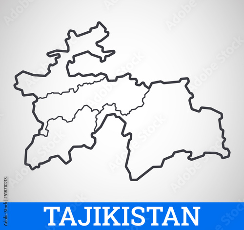 Simple outline map of Tajikistan. Vector graphic illustration.  