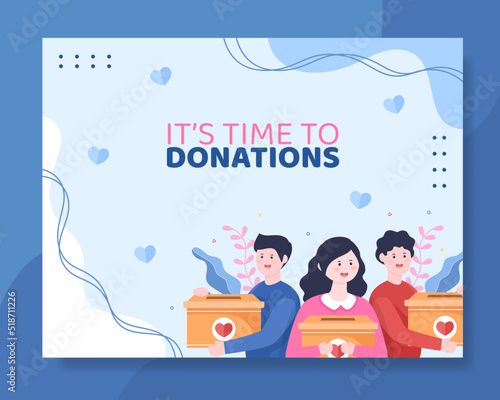 Charity Donation Photocall Template Flat Cartoon Background Vector Illustration