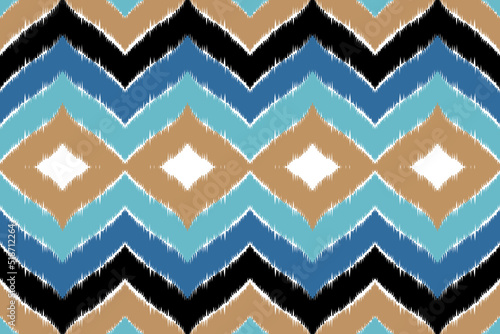 Fototapet Ikat geometric folklore ornament with tribal ethnic seamless striped pattern Aztec style