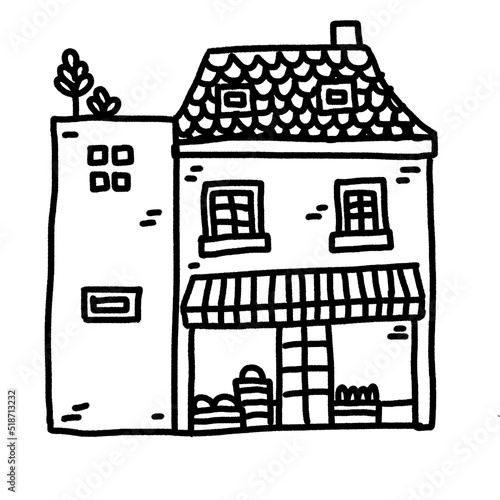 hand drawn outline building for decor
