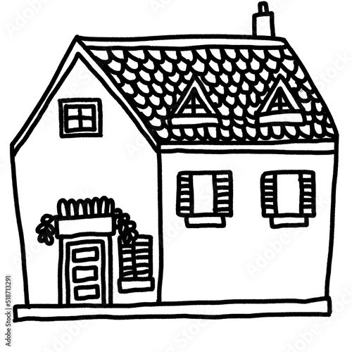 hand drawn outline building for decor