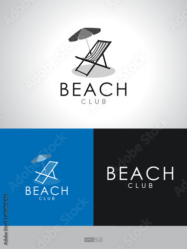 Awesome logo with beach chair and umbrella icon