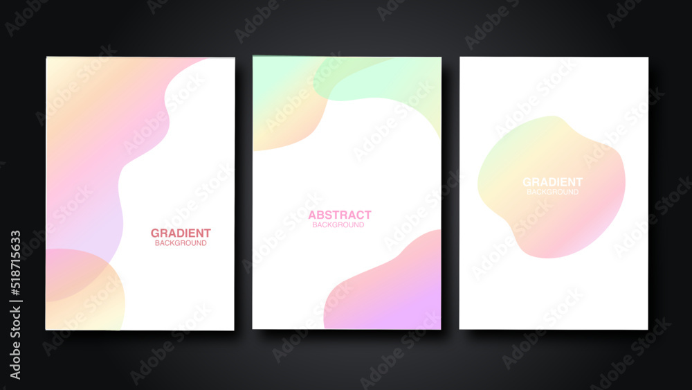 Set of abstract gradient light backgrounds vector illustration.