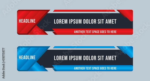 Colorful lower thirds set template Header title set template design for Video headline title TV news banner | breaking news | title bar | title banner | sports news | news bar