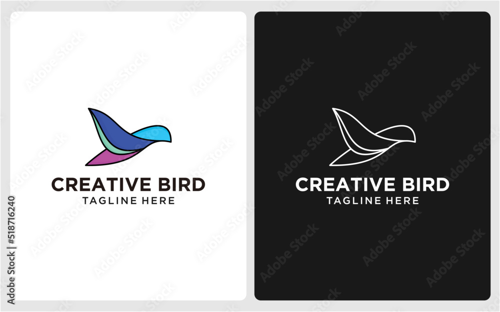 logo abstract bird full color
