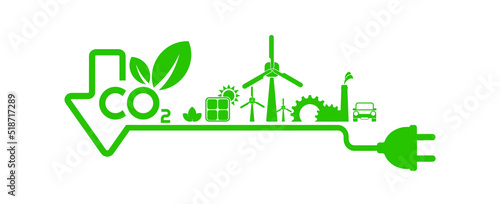 reducing CO2 emissions to stop climate change. green energy background	