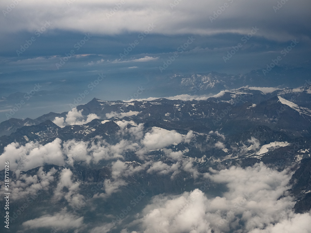 Fototapeta premium aerial view of Mount Blanc in Aosta Valley in Italy