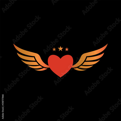 love design logo flying on black background 