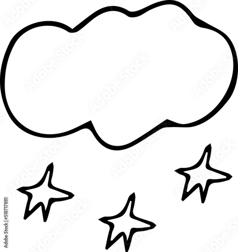 Stars, clouds, overcast, hand-drawn, Hand-drawn doodles illustration,
Line art