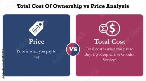 Total Cost of Ownership vs Price Analysis with Icons in an Infographic template photo