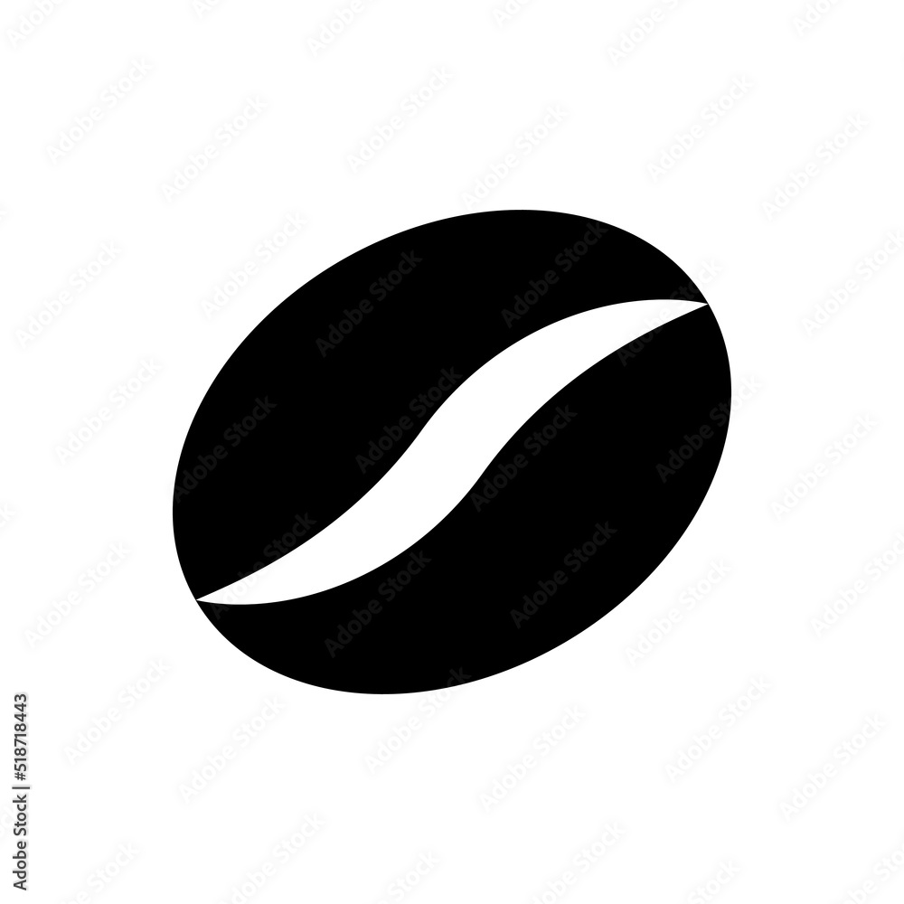 Coffee bean black vector icon on white background Coffee bean black vector icon on white background