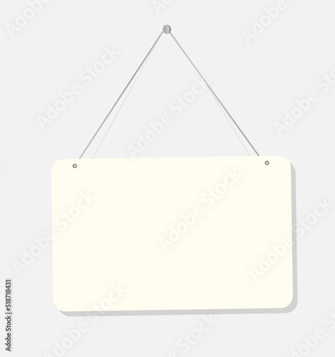 Realistic blank signboard. White paper sheet attached to wall with metallic button. Vector signage mockup