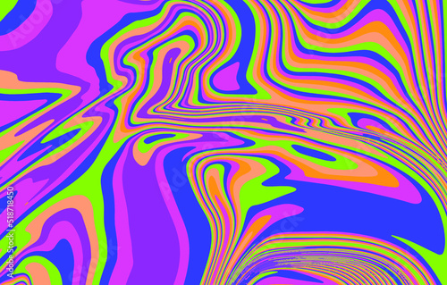 Abstract psychedelic trippy background in bright colors. The 70s retro lava style.