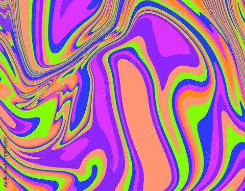 Abstract psychedelic trippy background in bright colors. The 70s retro lava style.