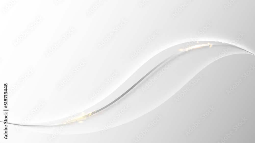 Abstract white and gray wave lines with lighting effect on clean ...