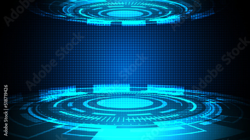 Abstract technology futuristic concept circle hud interface screen design on dark blue background © phochi