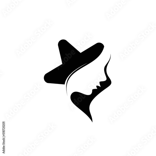 star woman face logo silhouette