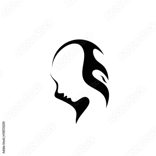 fire woman face logo silhouette