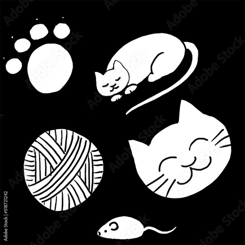 Cats, paw, wool and mouse