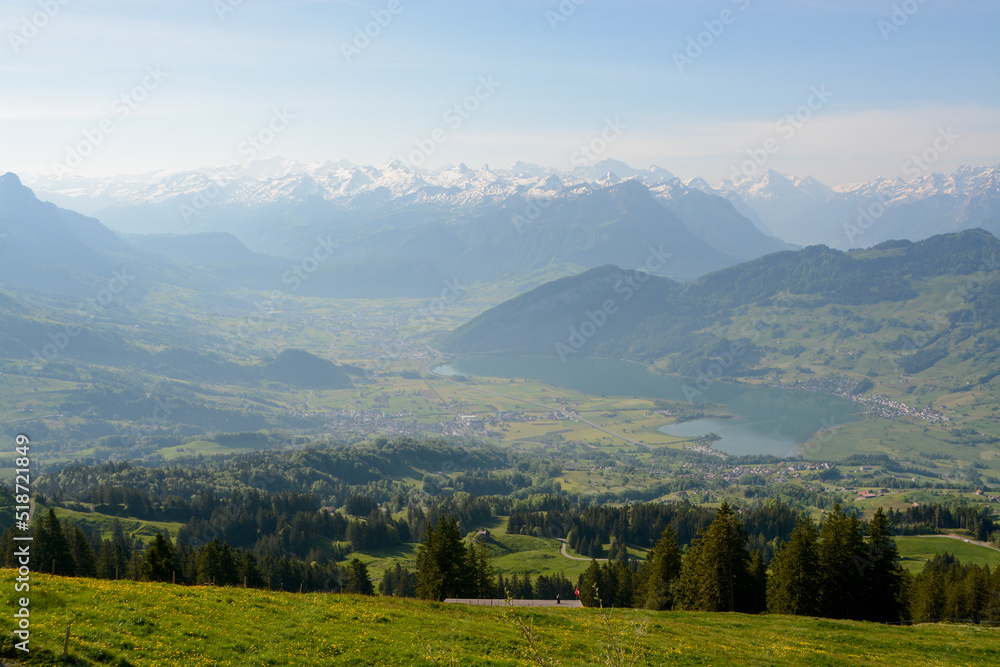 Panoramic view from mountain over Switzerland