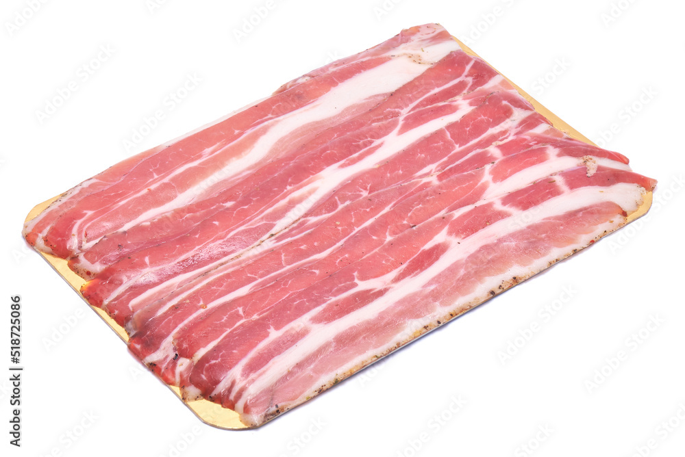 Organic bacon meat isolated on white background