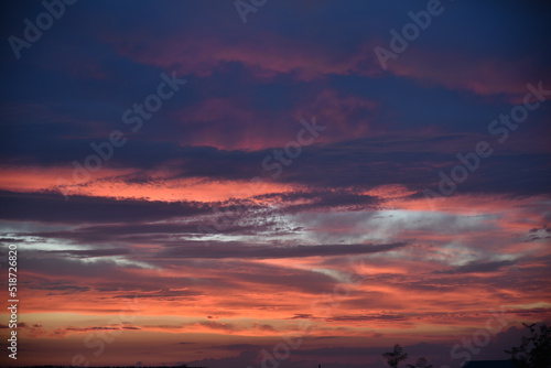 Colorful blue purple evening sunset. Beautiful sunset landscape. © Lushchikov Valeriy