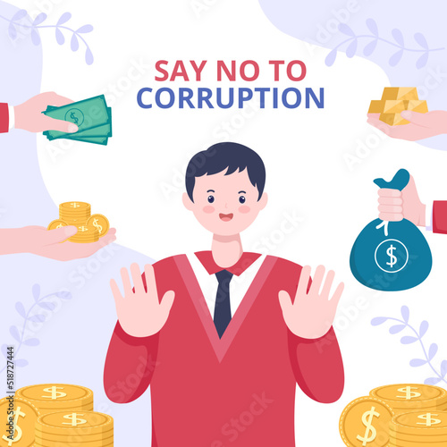 Anti Corruption Background Template Flat Cartoon Vector Illustration