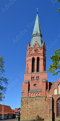 Historical Church in the Old Town of Nienburg at the River Weser, Lower Saxony