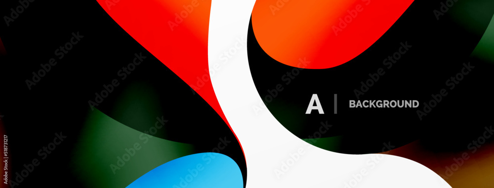 Fototapeta premium Flowing geometric shapes minimalist abstract background. Round shapes and circles. Wallpaper for concept of AI technology, blockchain, communication, 5G, science, business