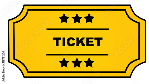 Vector illustration of golden minimalistic ticket can be used  for web design as banner, for flyer, card, brochure print.  