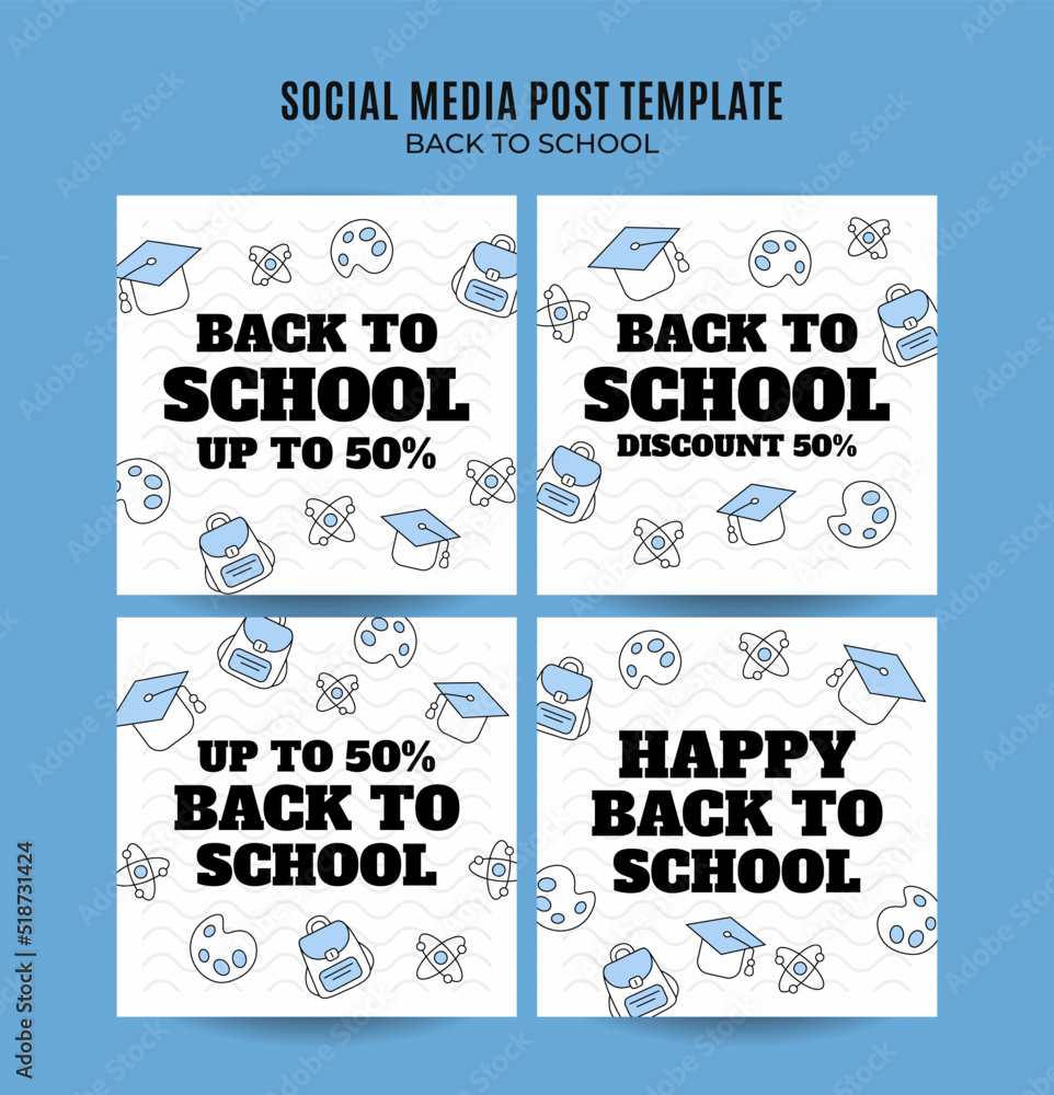 Back to School Web Banner for Social Media Square Poster, banner, space area and background