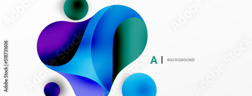Flowing geometric shapes minimalist abstract background. Round shapes and circles. Wallpaper for concept of AI technology, blockchain, communication, 5G, science, business