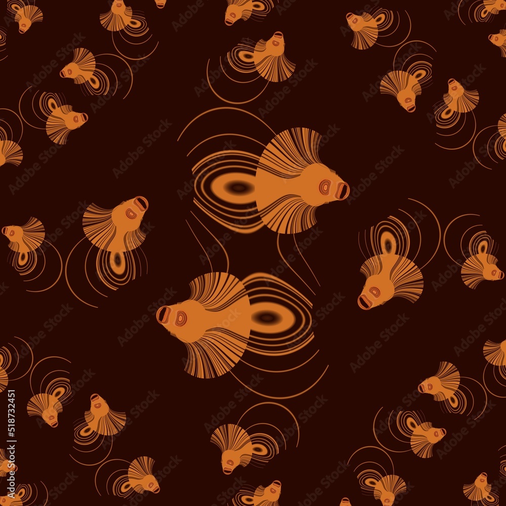 Naklejka premium twin goldfish swimming pattern and design