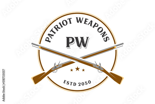 Military old rifle logo design symbol badge icon bullet firearm soldier illustration ammo