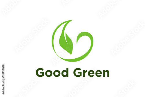 G leaf logo letter initial nature green organic icon symbol alphabet eco leaves element