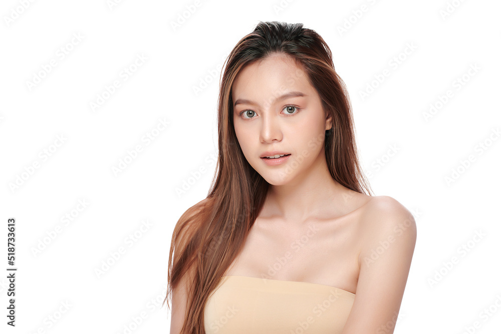 Beautiful young asian woman with clean fresh skin on white background, Face care, Facial treatment, Cosmetology, beauty and spa, Asian women portrait. Beautiful young asian woman with clean fresh skin on white background, Face care, Facial treatment, Cosmetology, beauty and spa, Asian women portrait.