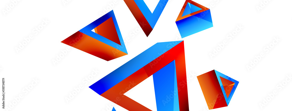 Triangle abstract background. 3d vector basic shape technology or business concept composition. Trendy techno business template for wallpaper, banner, background or landing Triangle abstract background. 3d vector basic shape technology or business concept composition. Trendy techno business template for wallpaper, banner, background or landing