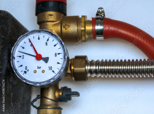 Schilderij op canvas Manometer in the water solar heating system of a house