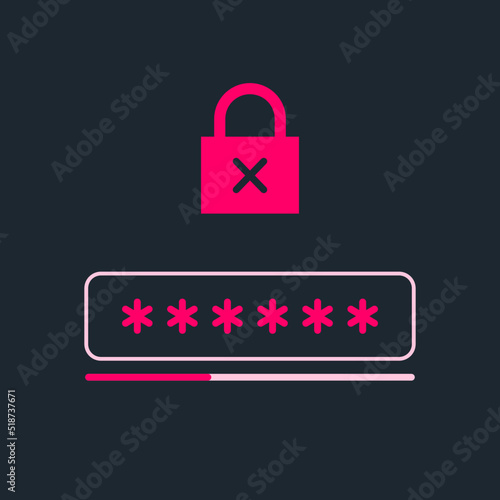 Weak Password Security Risk Icon Privacy Computer Hacking Vector Illustration