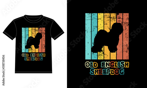 Funny Old English Sheepdog Vintage Retro Sunset Silhouette Gifts Dog Lover Dog Owner Essential T-Shirt
