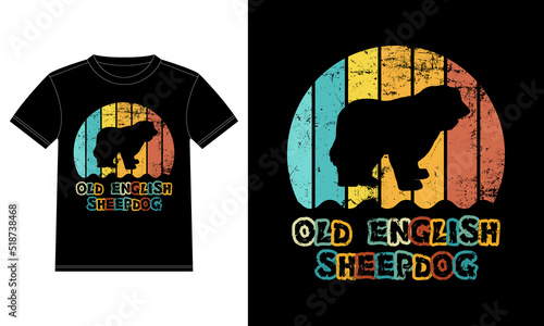 Funny Old English Sheepdog Vintage Retro Sunset Silhouette Gifts Dog Lover Dog Owner Essential T-Shirt
