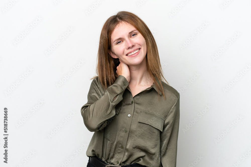 Young English woman isolated on white background laughing Young English woman isolated on white background laughing
