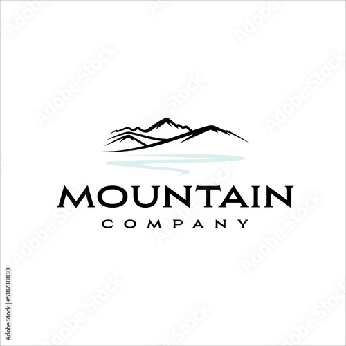 Mountain resort logo with simple and clean style design