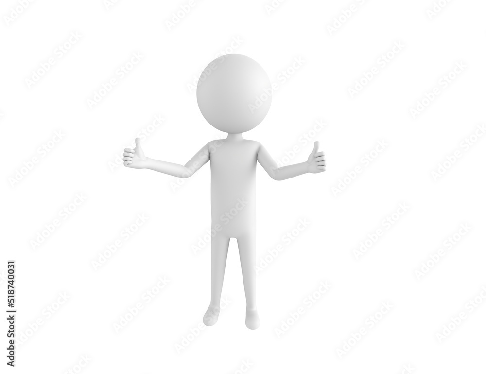 Stick Man character showing thumb up with two hands in 3d rendering. Stick Man character showing thumb up with two hands in 3d rendering.